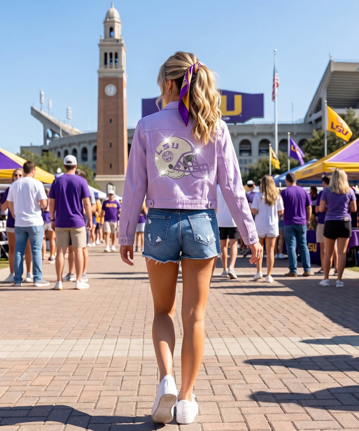 Louisiana State University Helmet Lavender Denim Jacket
