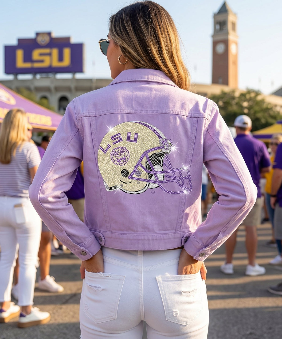 Louisiana State University Helmet Lavender Denim Jacket