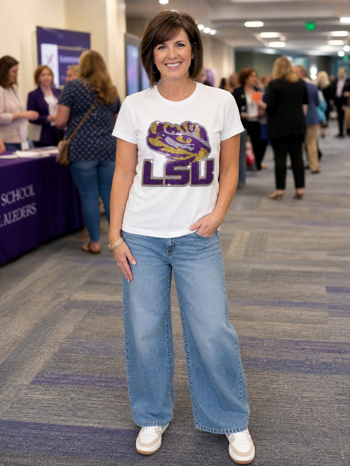 Louisiana State University Tiger Eye White Crewneck Short Sleeve T-Shirt