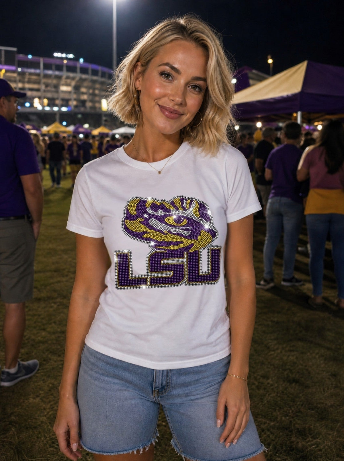 Louisiana State University Tiger Eye White Crewneck Short Sleeve T-Shirt
