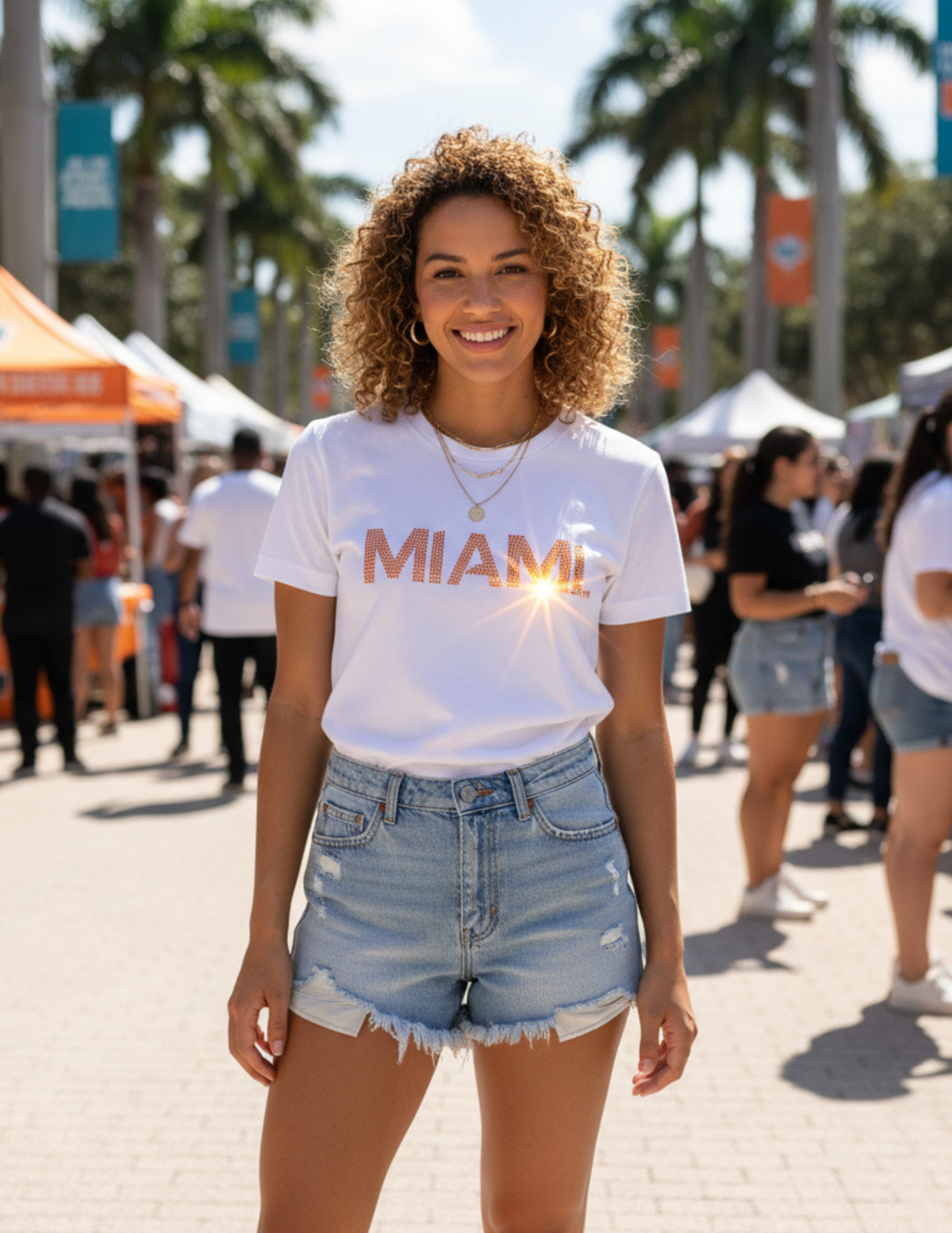 University Of Miami Script White Crewneck Short Sleeve T-Shirt