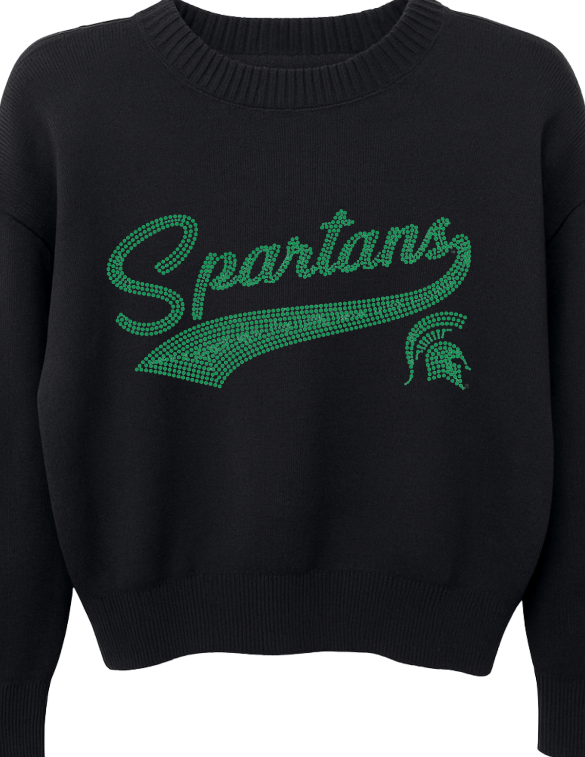 Michigan State Spartans Script Black Crewneck Long Sleeve Sweater