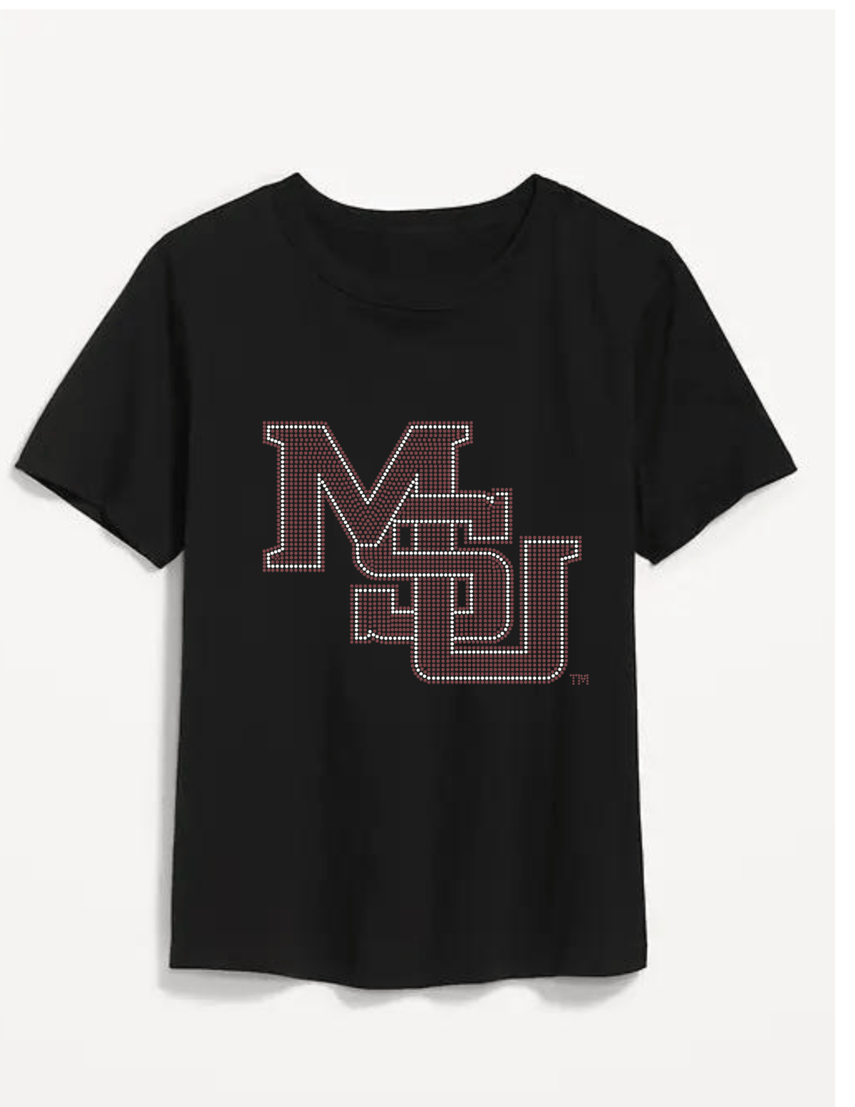 Mississippi State Stacked MSU Black Crewneck Short Sleeve T-Shirt