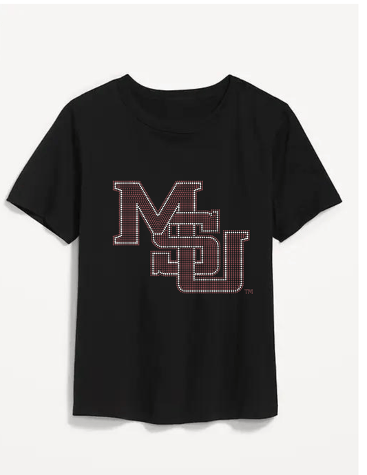 Mississippi State Stacked MSU Black Crewneck Short Sleeve T-Shirt