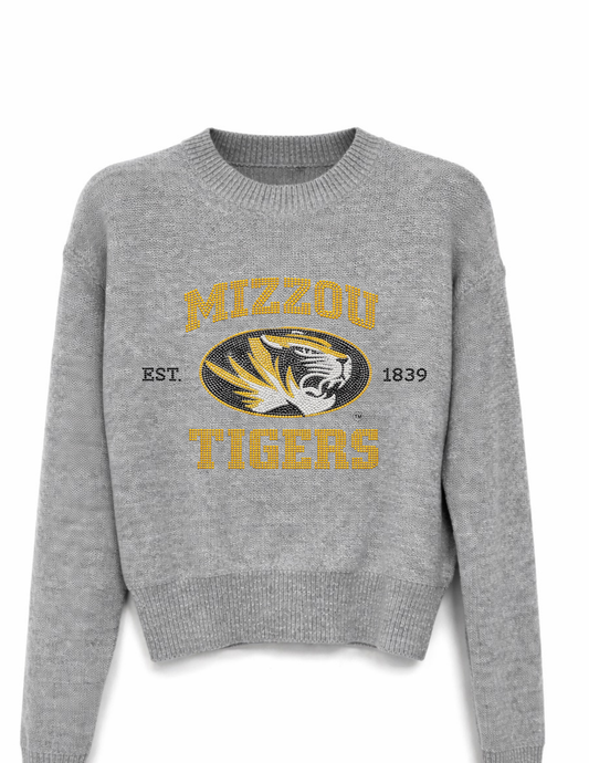 University of Missouri EST 1839 Gray Crewneck Long Sleeve Sweater