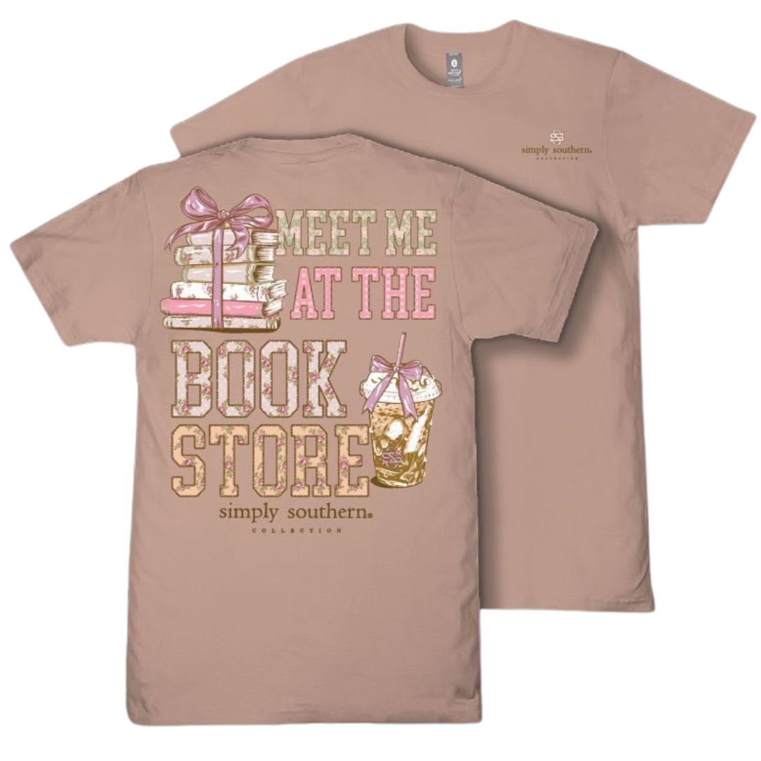 Meet Me At The Book Store - Books - Coffee - Bows - F26 - SS - Adult T-Shirt