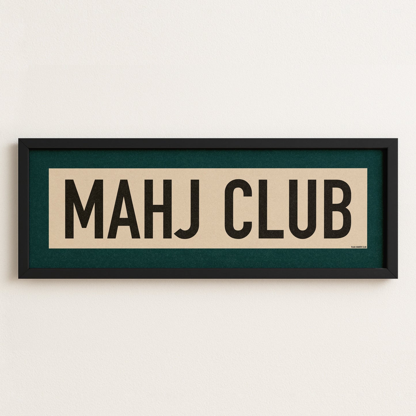 Framed Mahj Club Mahjong Art Scroll Sign