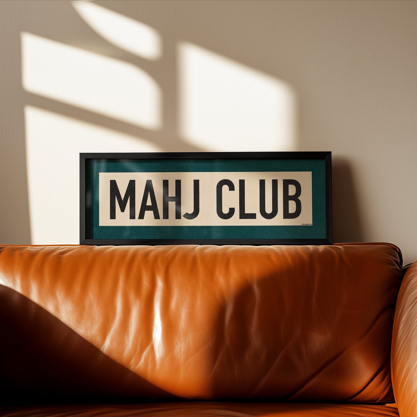 Framed Mahj Club Mahjong Art Scroll Sign