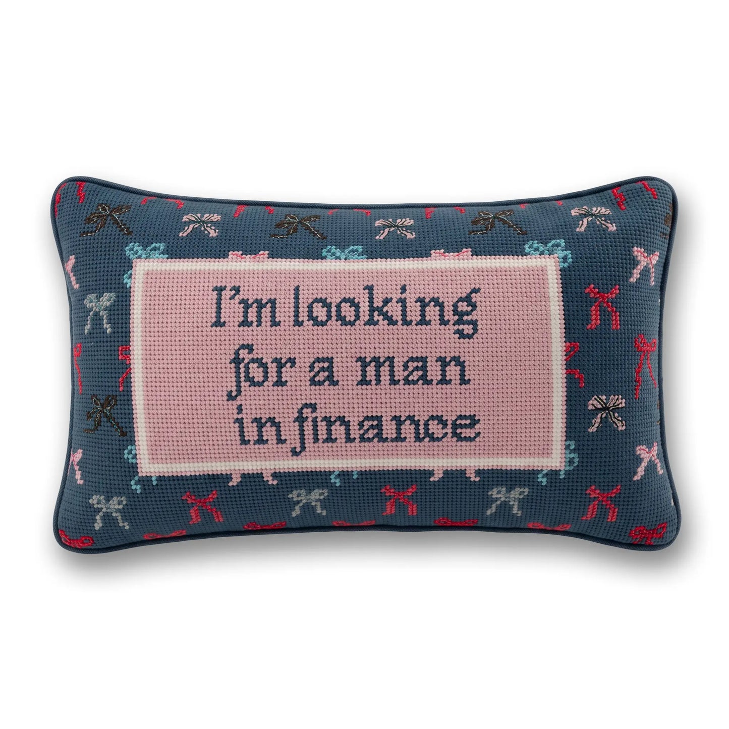 Man In Finance Needlepoint Pillow