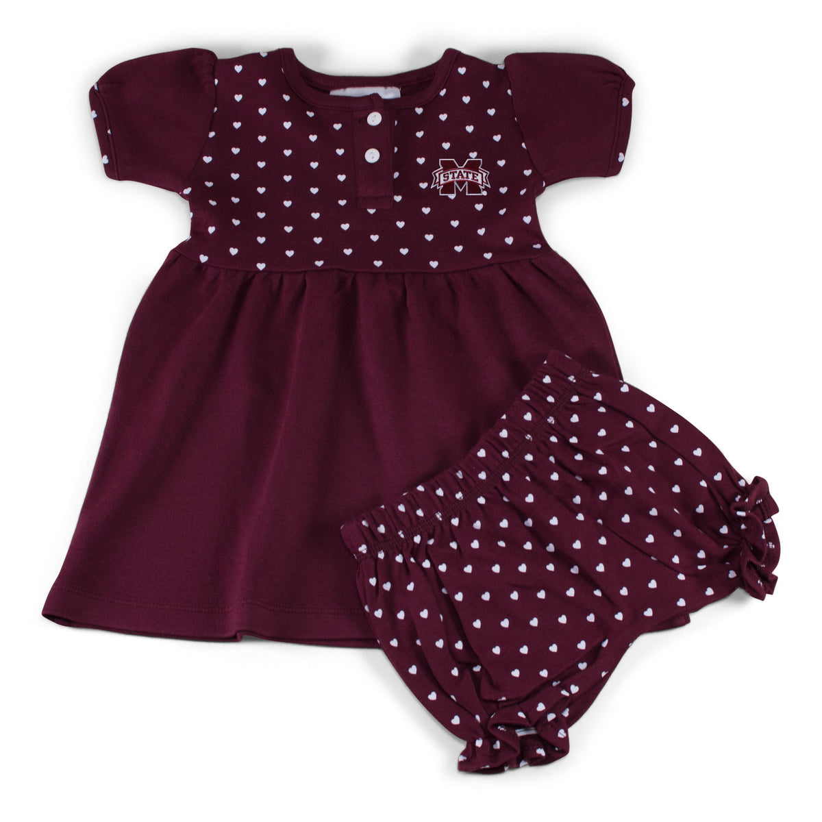 Mississippi State Girl's Heart Dress with Bloomers