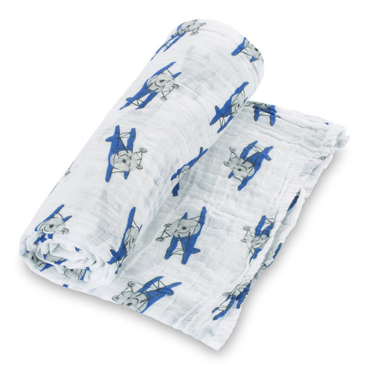 Up, Up, Up and Away Airplane Baby Muslin Swaddle Blanket