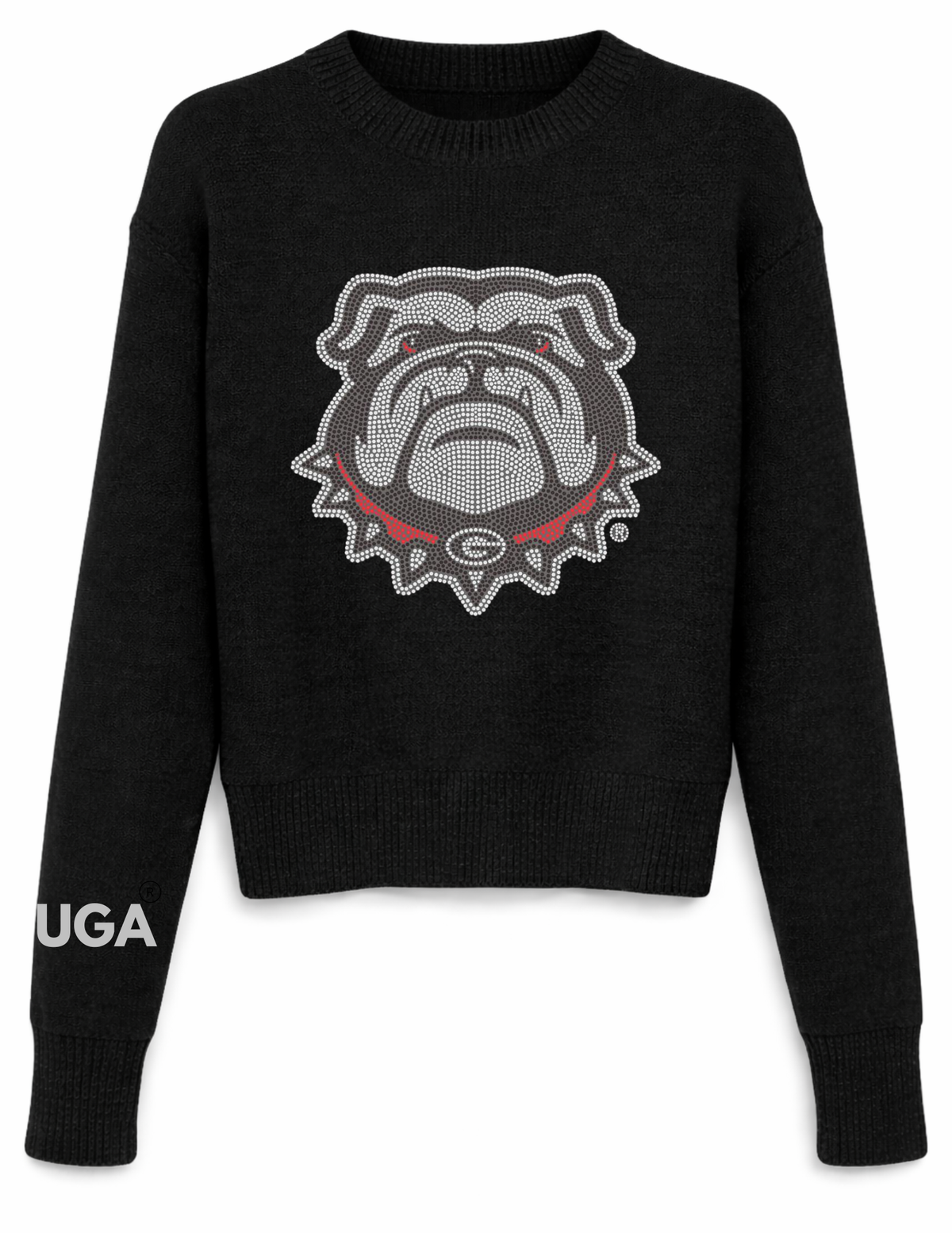 University of Georgia Bulldog Logo Black Crewneck Long Sleeve Sweater