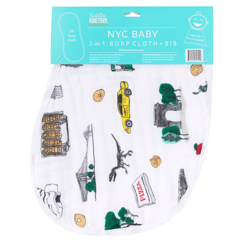 New York City Baby Gift Set: Muslin Swaddle & Bib | Organic Cotton