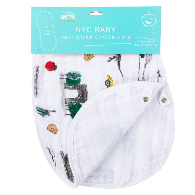 New York City Baby Gift Set: Muslin Swaddle & Bib | Organic Cotton