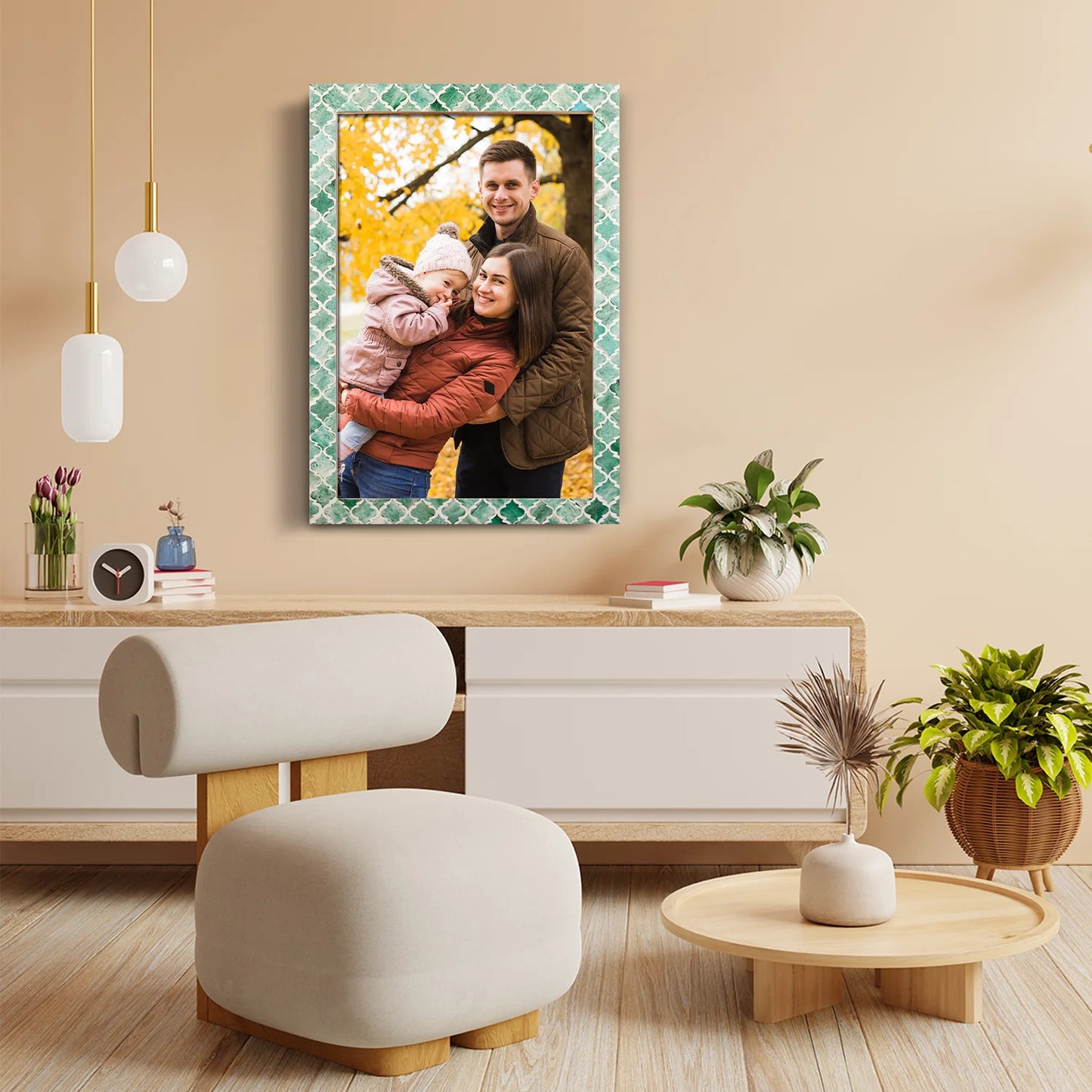 Moroccan Poster Frames Bone Inlay, Green, 5 Sizes