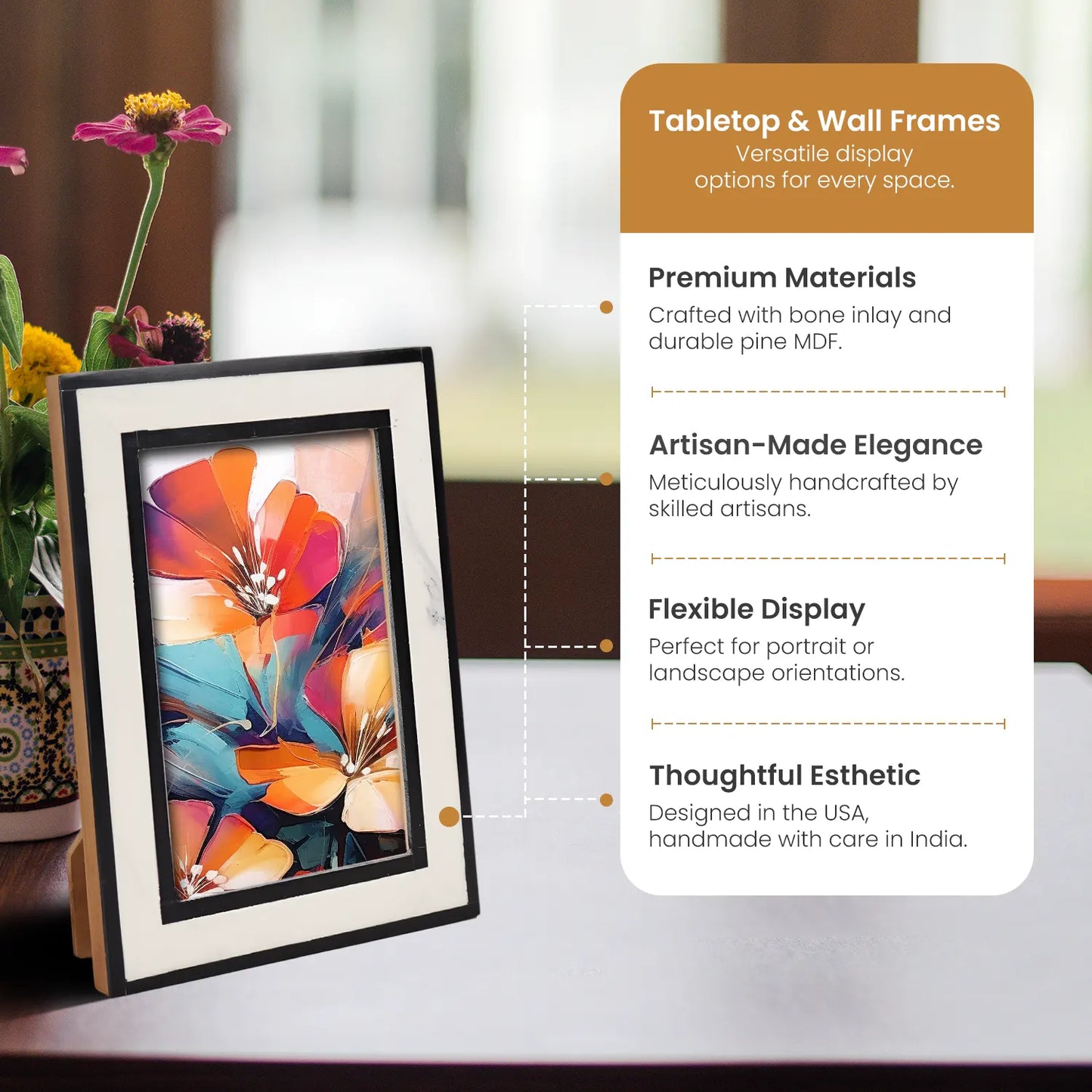 Black White Resin Inlay Picture Frame Layered Border 4x6 5x7