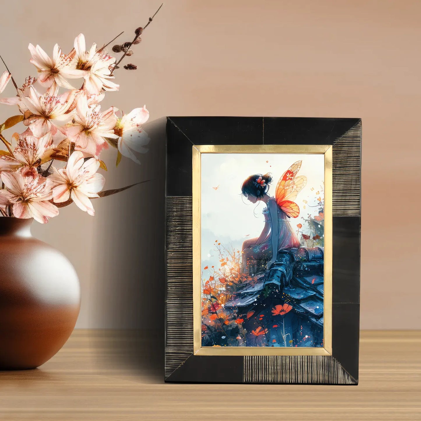 Picture Frame Shagrin Collection Brass & Horn Inlay Brown – 2 Sizes