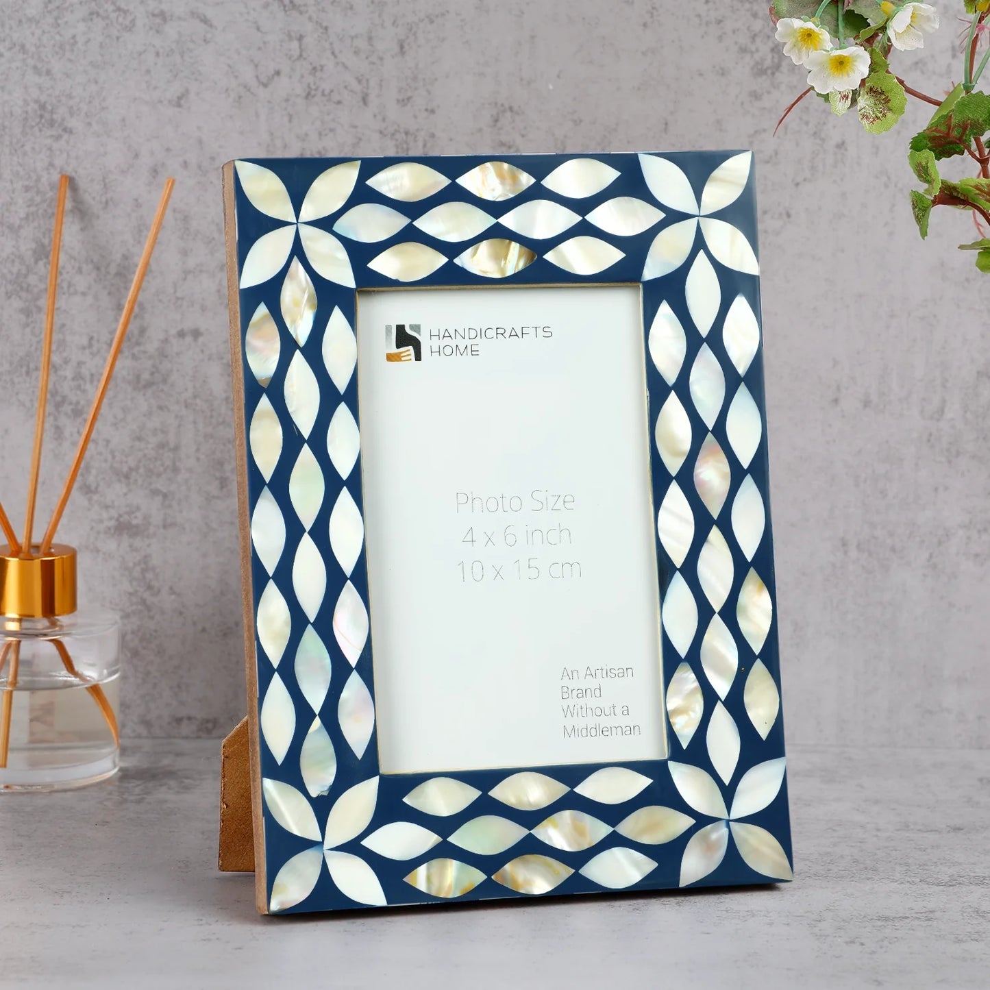 Picture Frame Avant Floral Collection Mother of Pearl & Resin Inlay White – 4x6