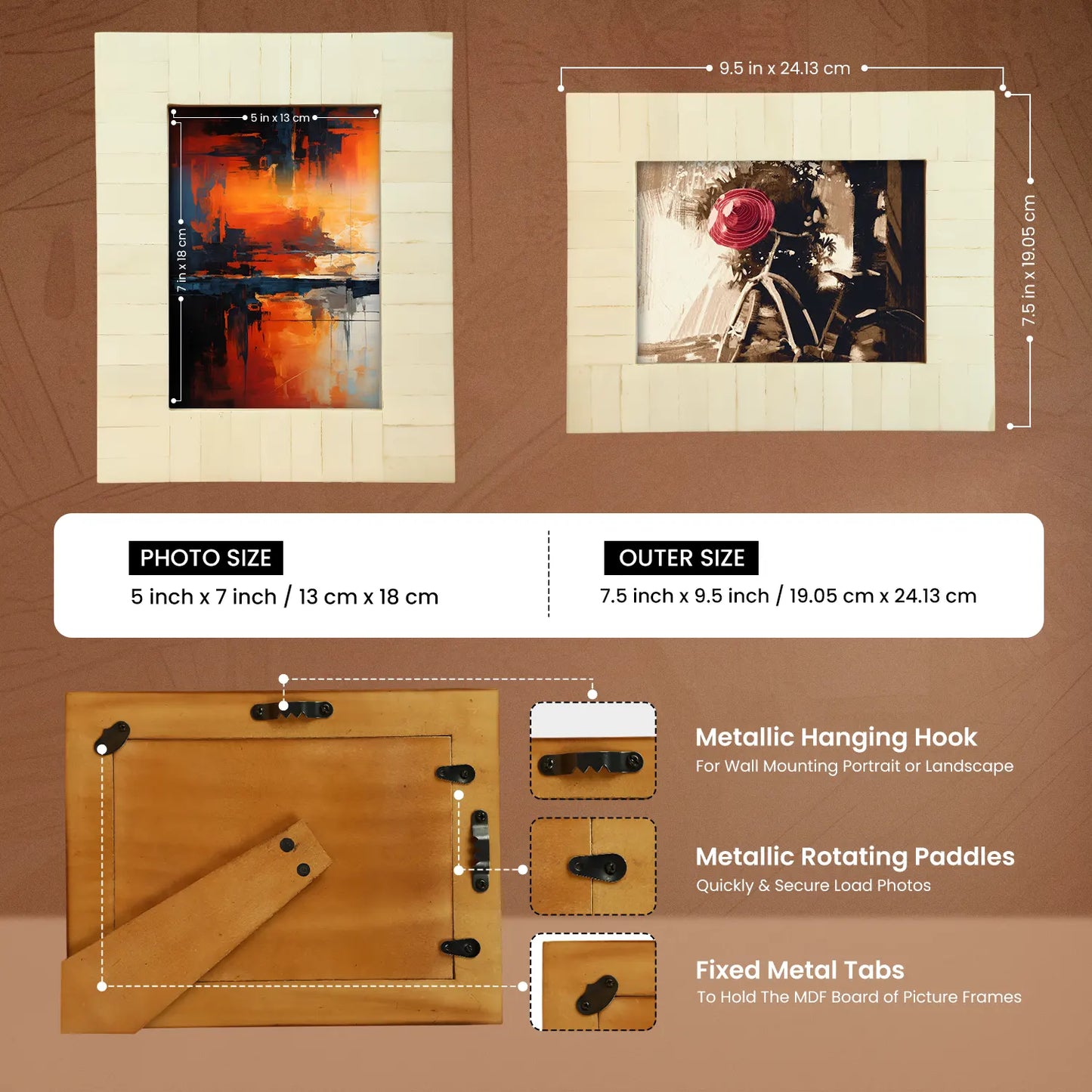 Picture Frame Classic Collection Bone Inlay White – 4x6 & 5x7"Make to Order