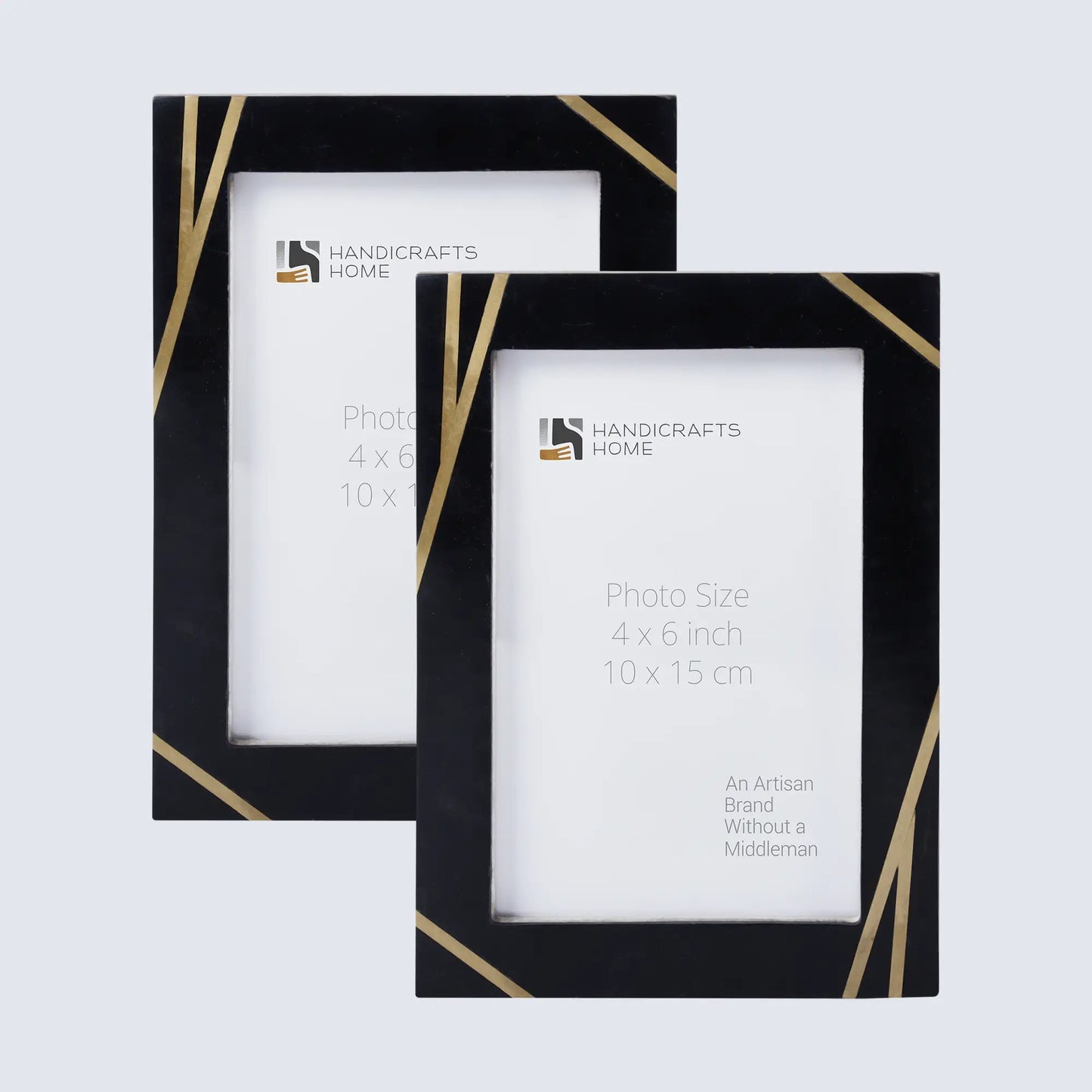 Picture Frame Deco Bamboo Collection Resin & Brass Inlay Black – 3 Sizes (Pack of 2)