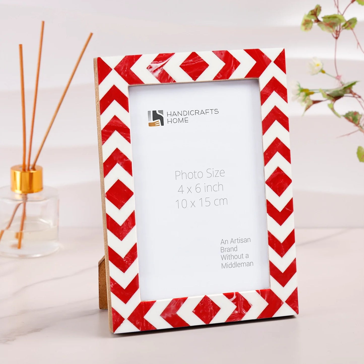 Picture Frame Set of 2 Red White Resin Inlay 4x6 5x7 8x10