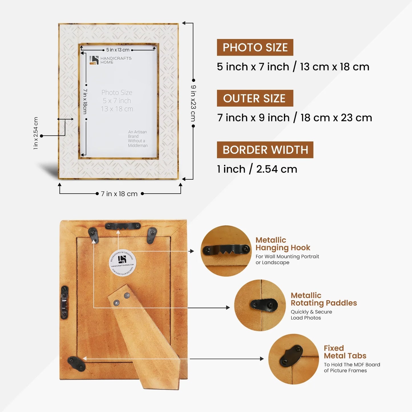 Rhythm Cycles Picture Frame White Resin Inlay 4x6 5x7 8x10