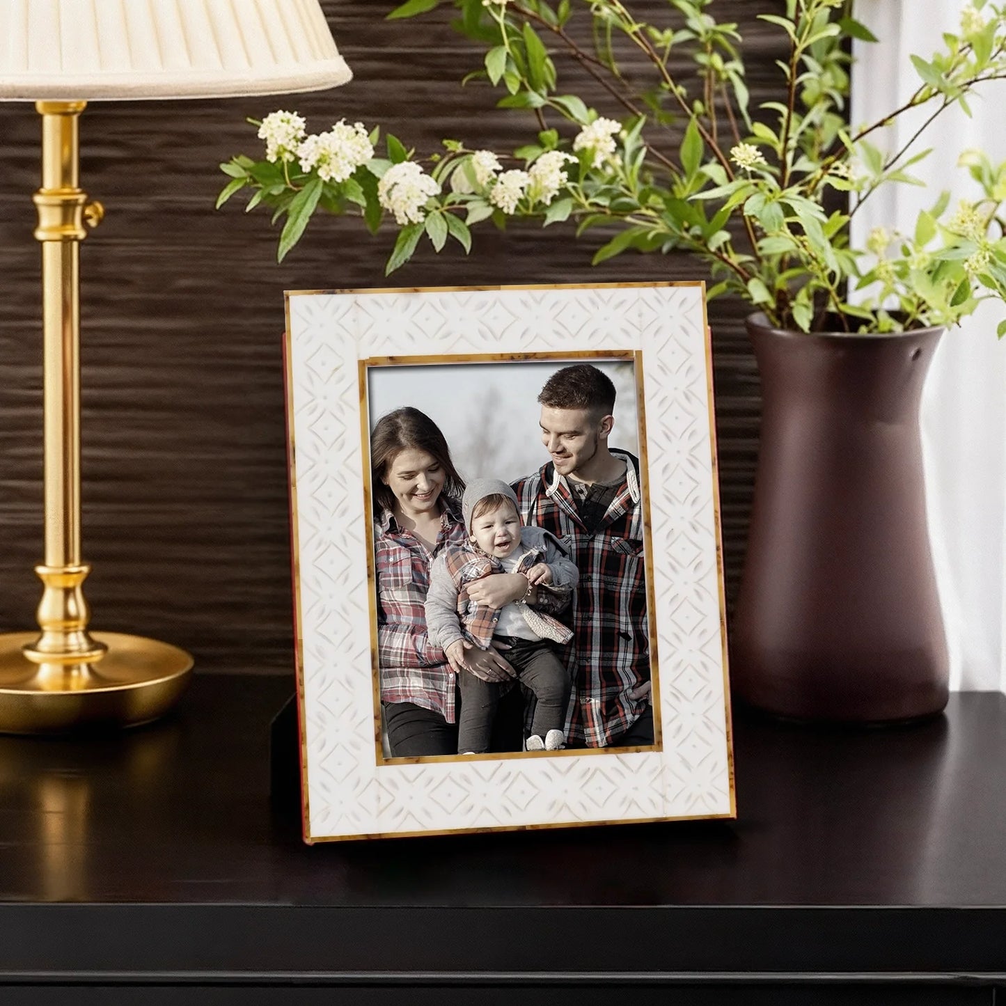 Rhythm Cycles Picture Frame White Resin Inlay 4x6 5x7 8x10