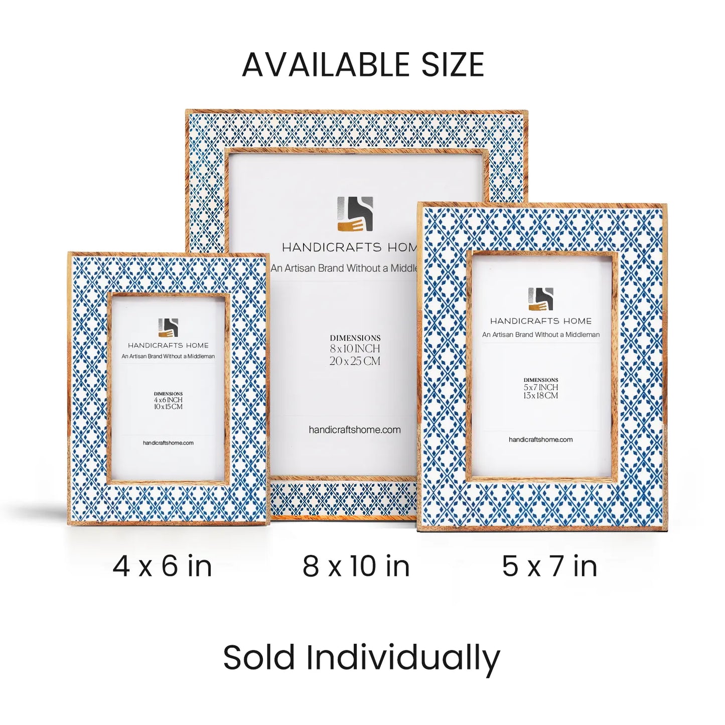 Rhythm Diamond Picture Frame Blue Resin Inlay 4x6 5x7 8x10
