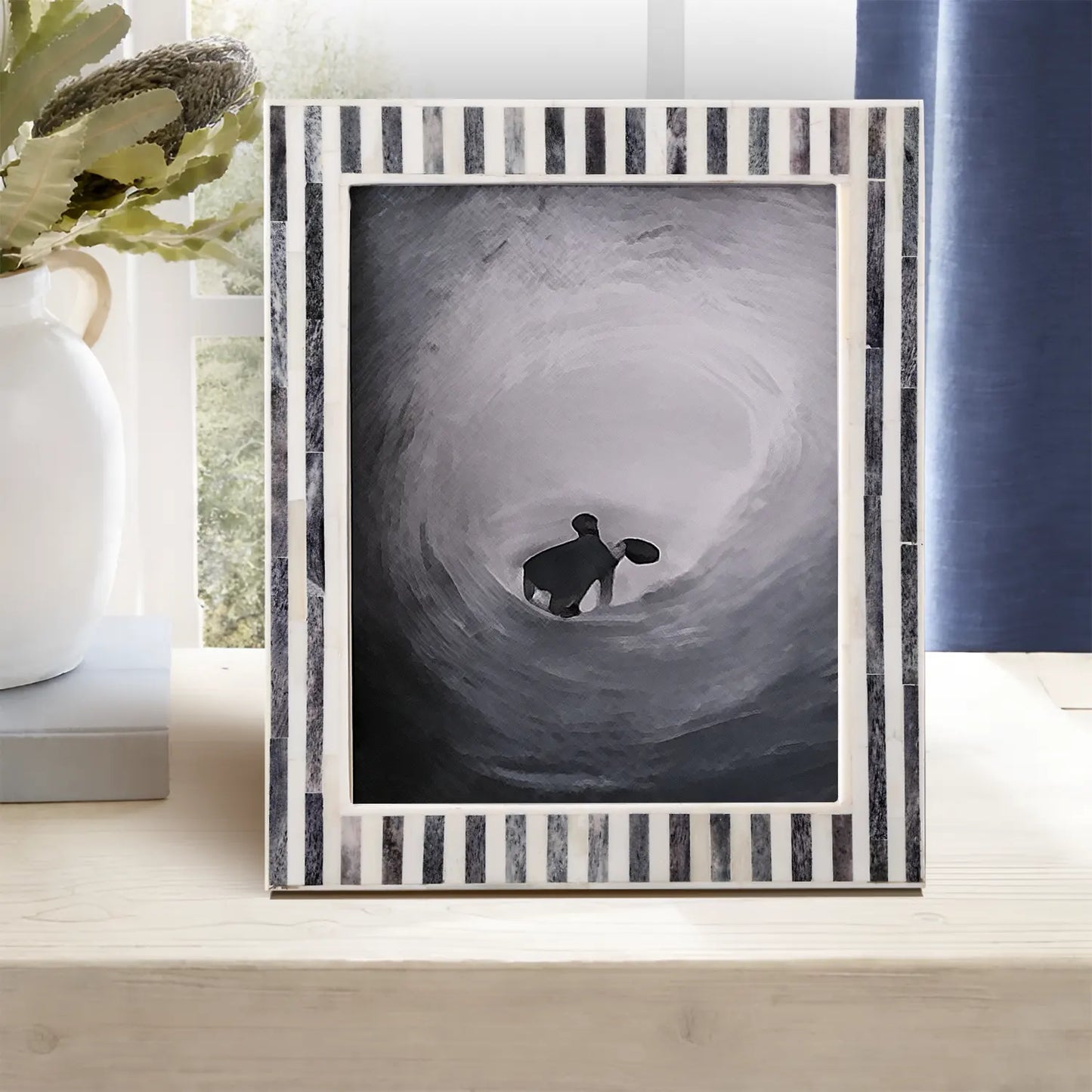 Picture Frames Kayala Saje Collection Bone Inlay, Grey-White, 4x6, 5x7 & 8x10