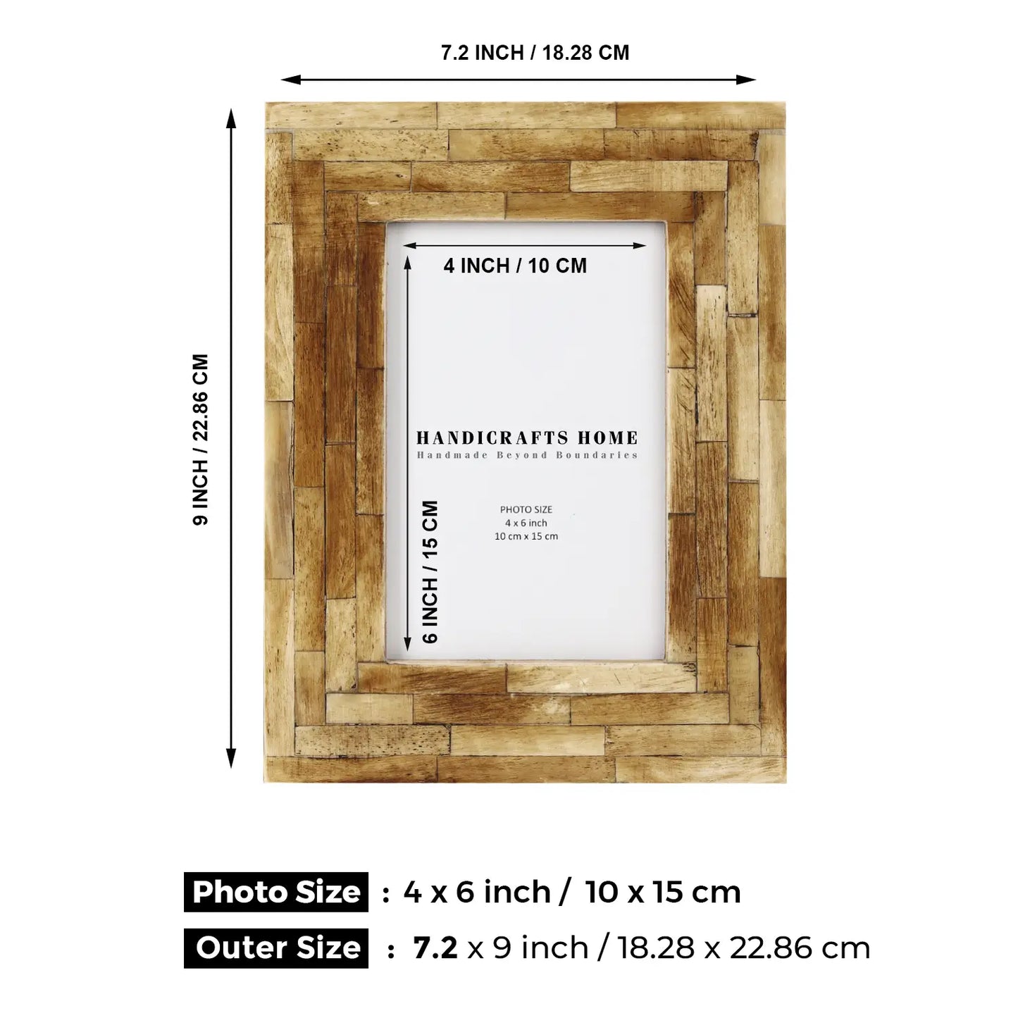Brown Bone Inlay Picture Frame | Antique Collection | 4x6 5x7