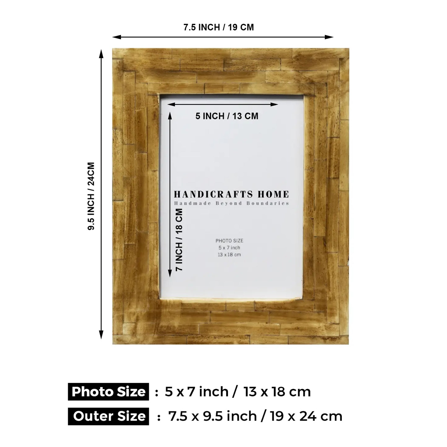 Brown Bone Inlay Picture Frame | Antique Collection | 4x6 5x7