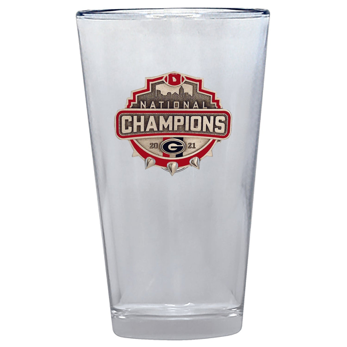Georgia Bulldogs National Champions 2021 Spike Logo Pint Glass, 16 oz