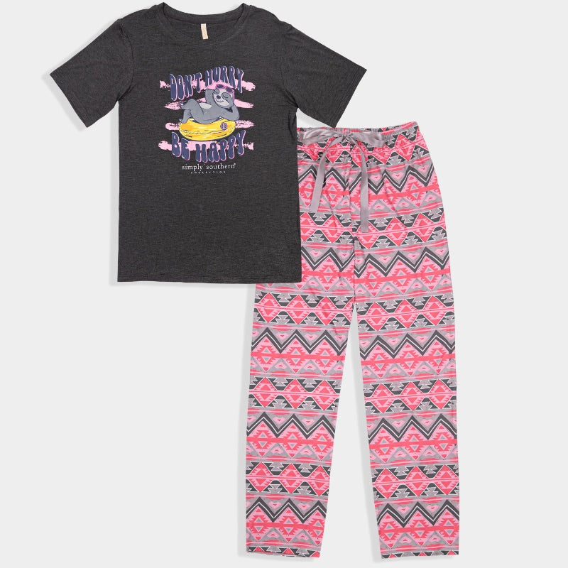 Don't Hurry Be Happy - Sloth - SS - F22 - Adult PJ Set