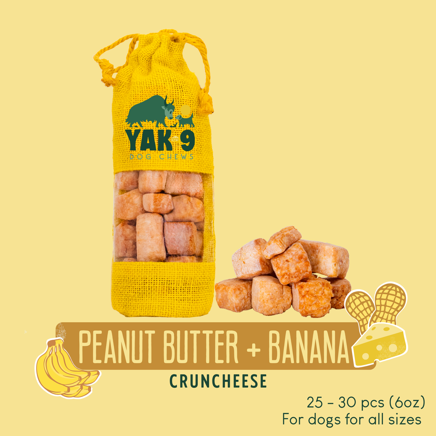 Peanut Butter Banana Chews for Dogs