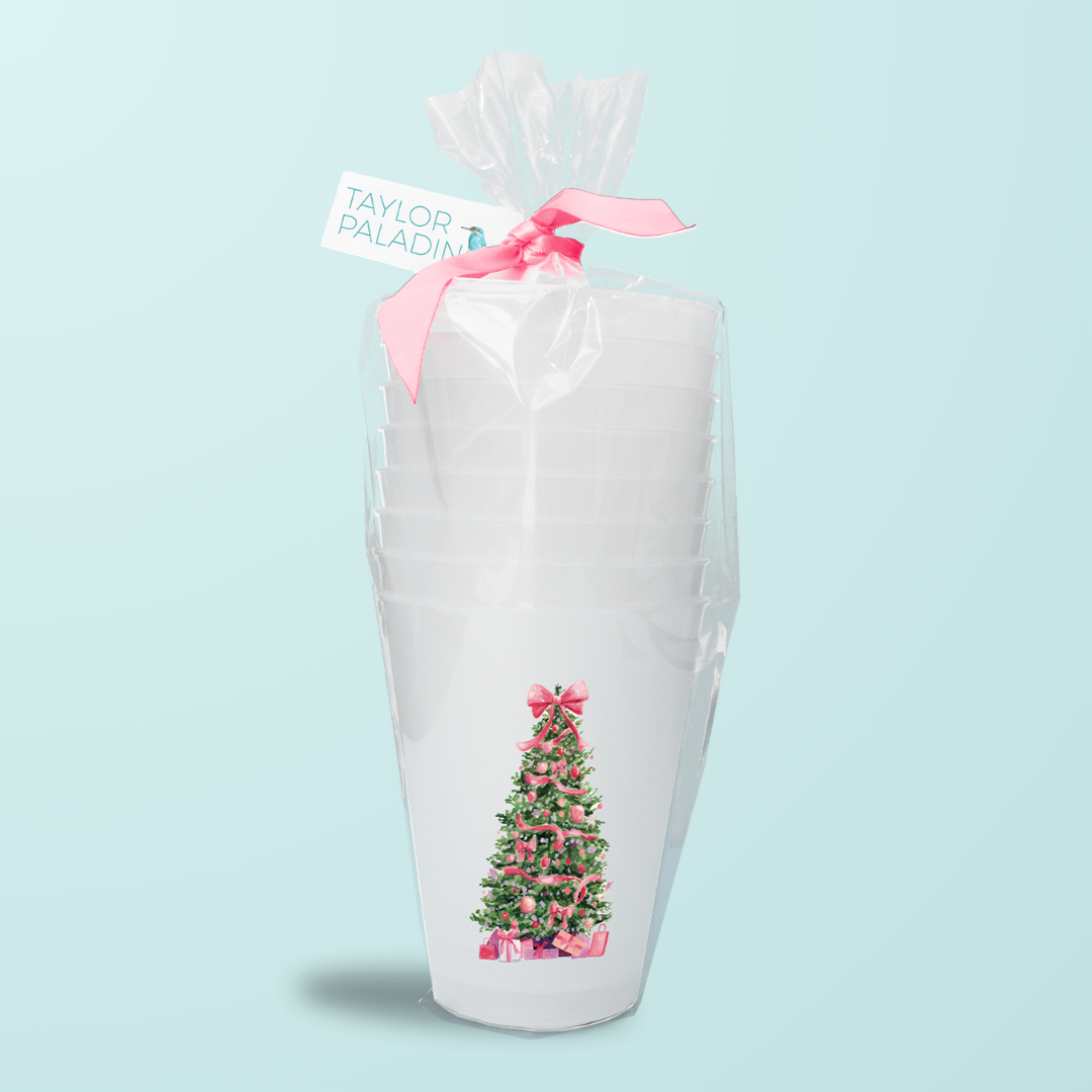 Pink Christmas Tree Frosted Cups