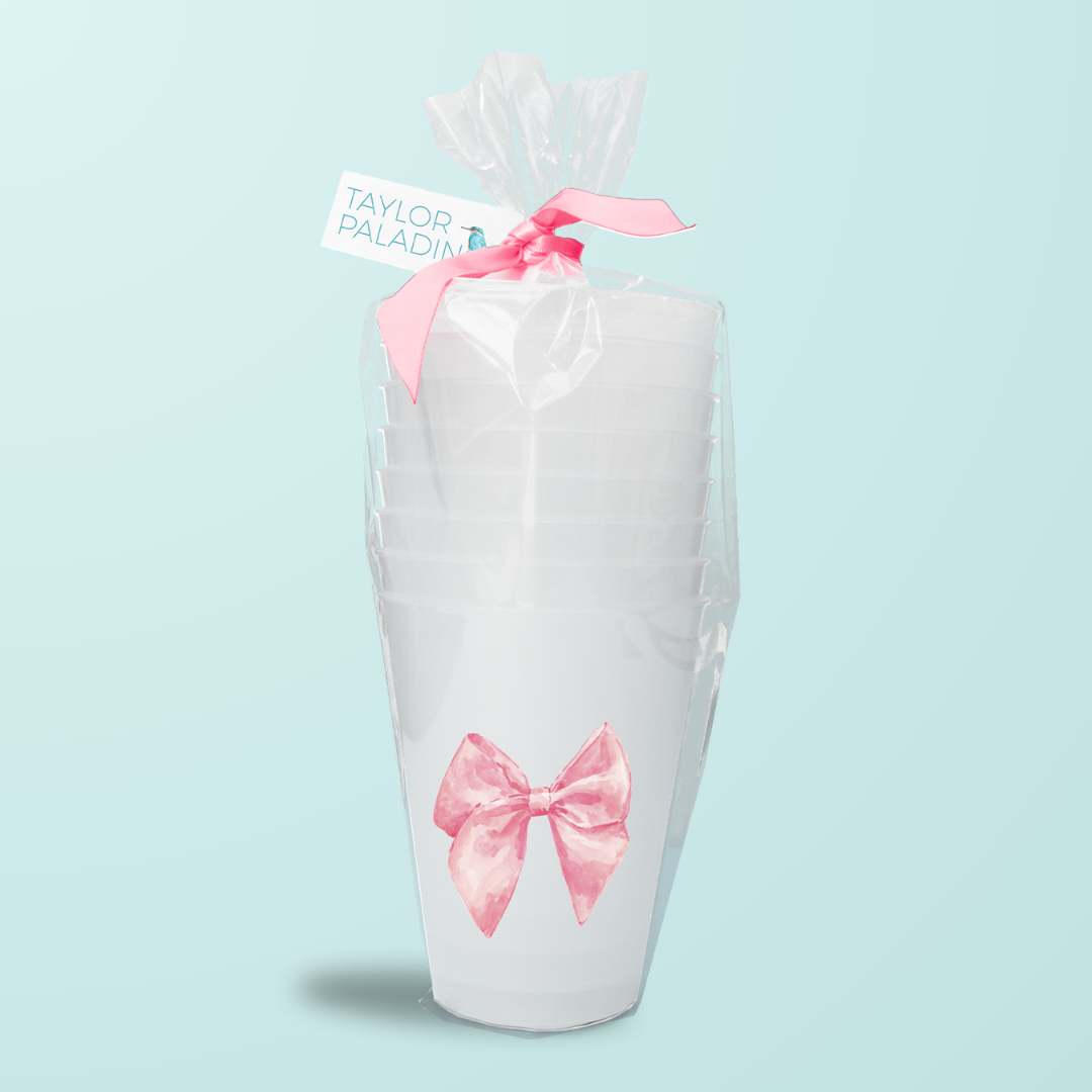 Pink Bow Frosted Cups