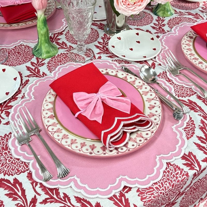 Pink: Velvet Bow Napkin Ties - (Set of 4)