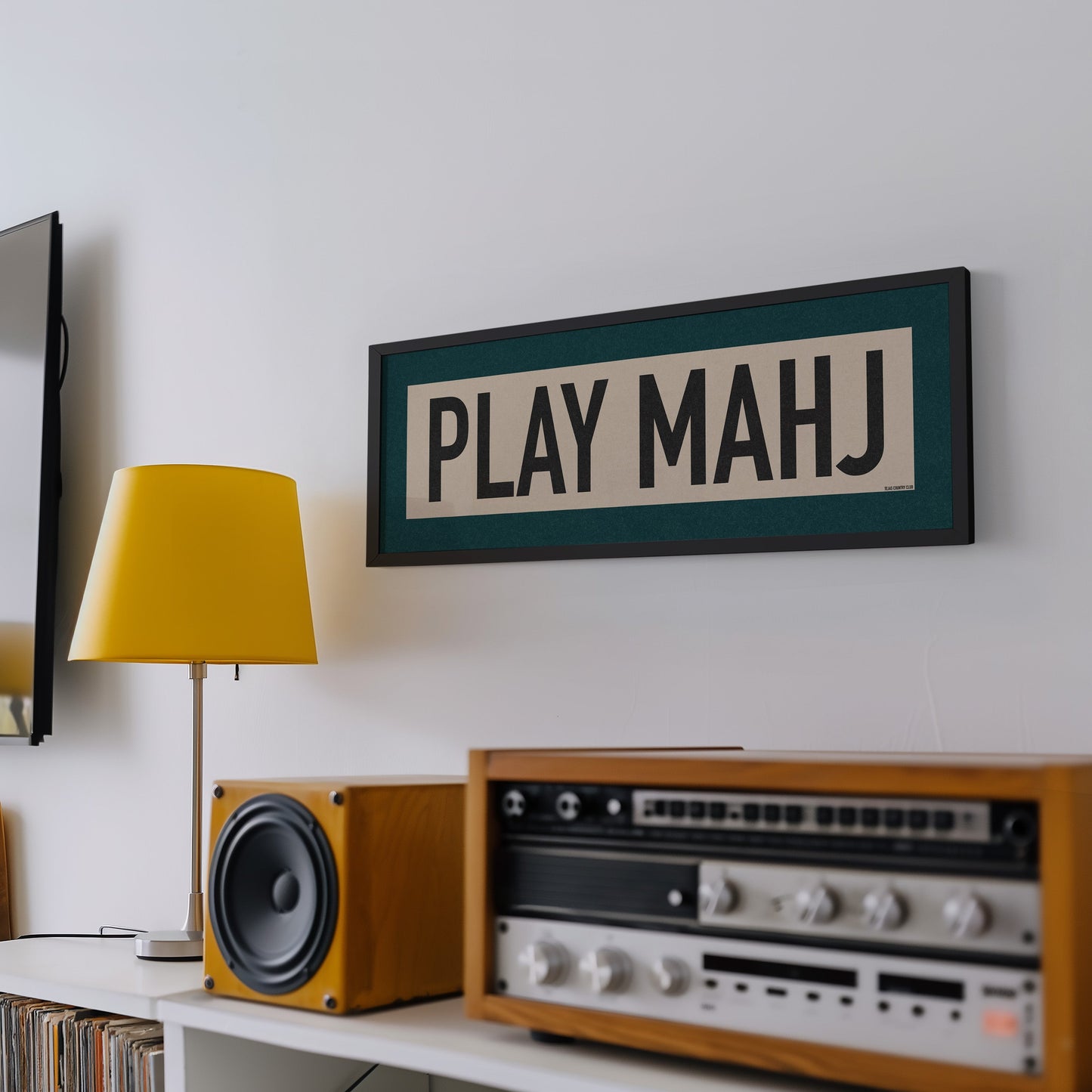 Framed Play Mahj Mahjong Art Scroll Sign