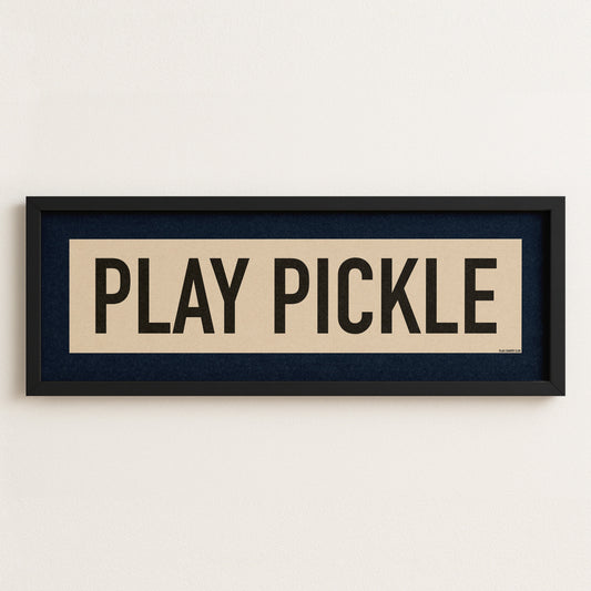 Framed Play Pickle Pickleball Art Scroll Sign