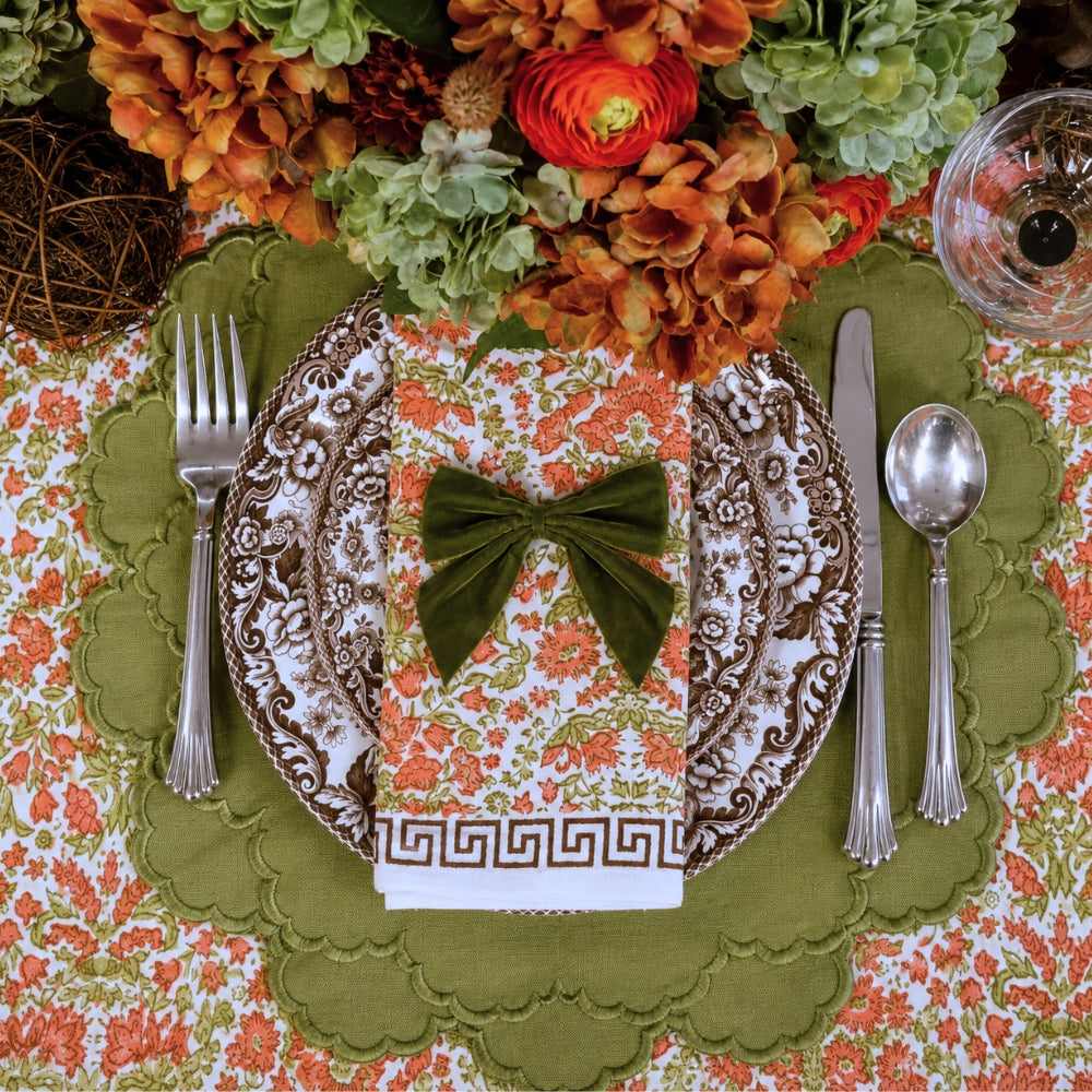 Olive: Velvet Bow Napkin Ties - (Set of 4)