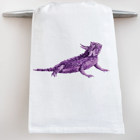 Purple Horned Frog Tea Towel