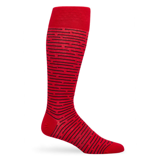 Red / Black Broken Stripe Dress Socks