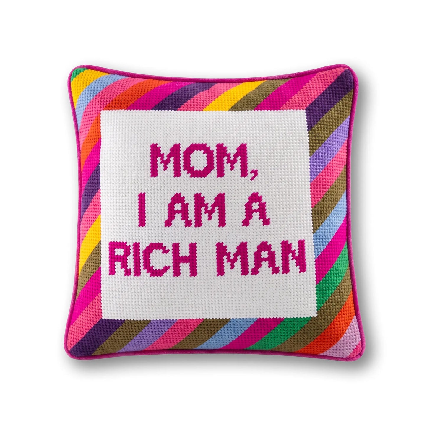 Rich Man Needlepoint Pillow