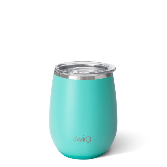 Matte Aqua Stemless Wine Cup (14oz)