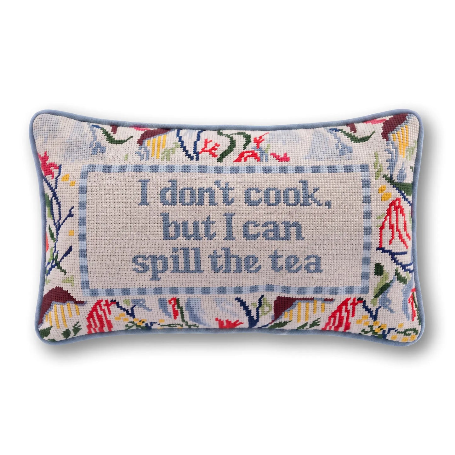 Spill the Tea Needlepoint Pillow