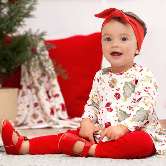 Girls' Christmas Tunic Set – Bamboo Holiday Outfit Set - Noel