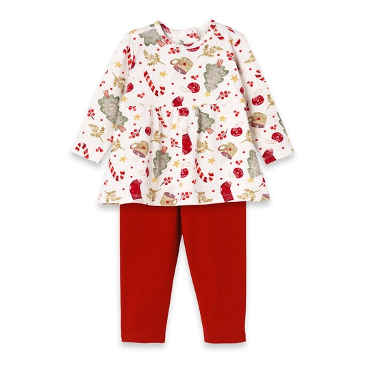 Girls' Christmas Tunic Set – Bamboo Holiday Outfit Set - Noel