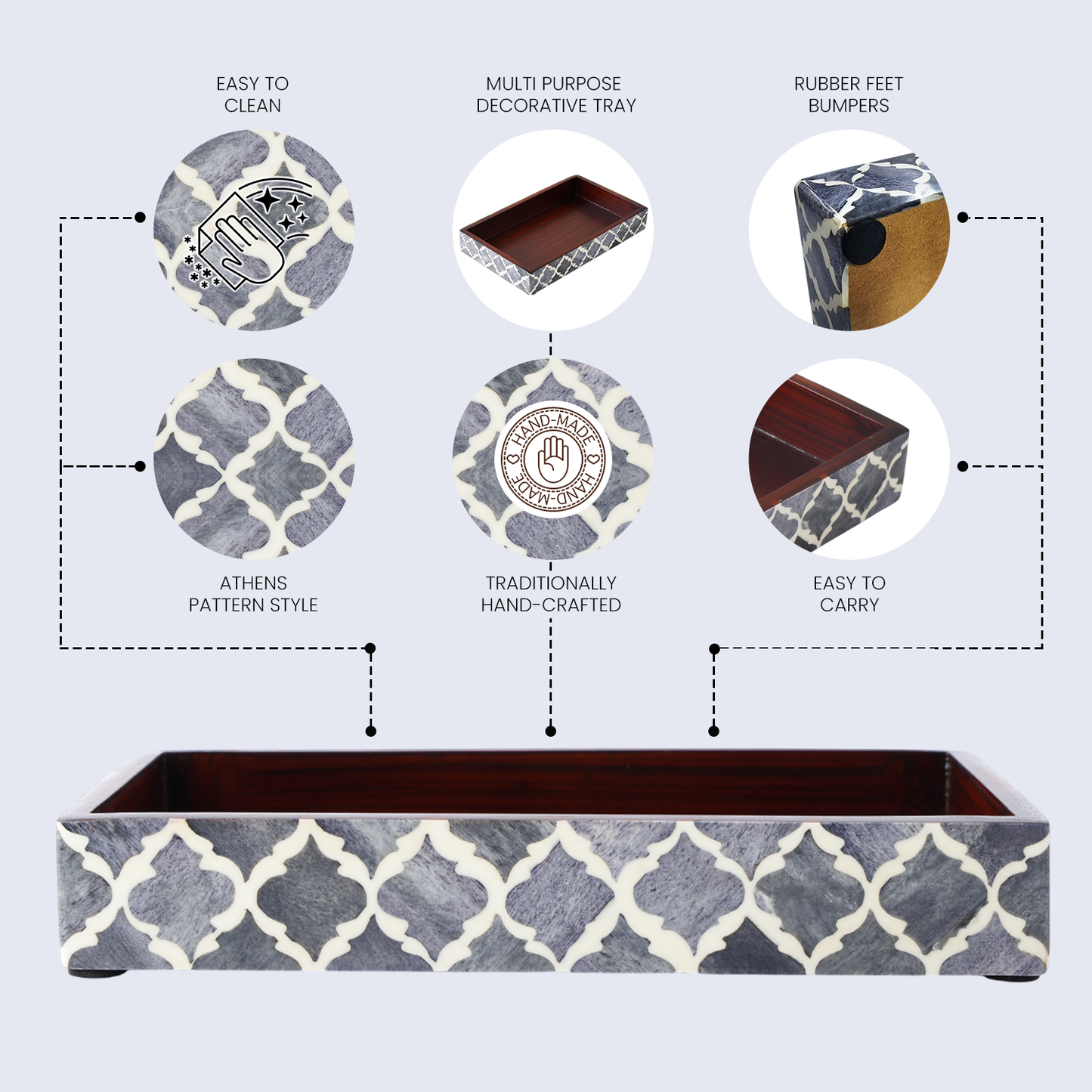 Moroccan Bone Inlay Vanity Decorative Bathroom Tray 10x6