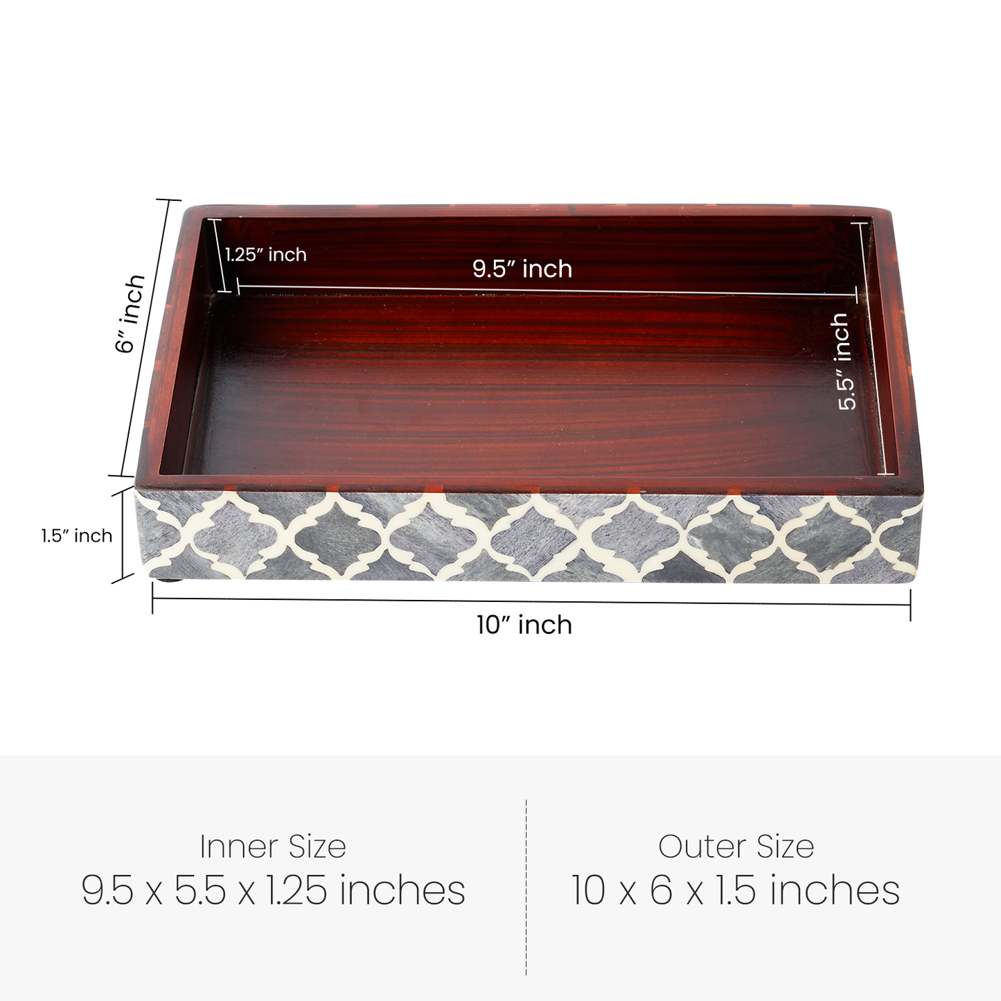 Moroccan Bone Inlay Vanity Decorative Bathroom Tray 10x6