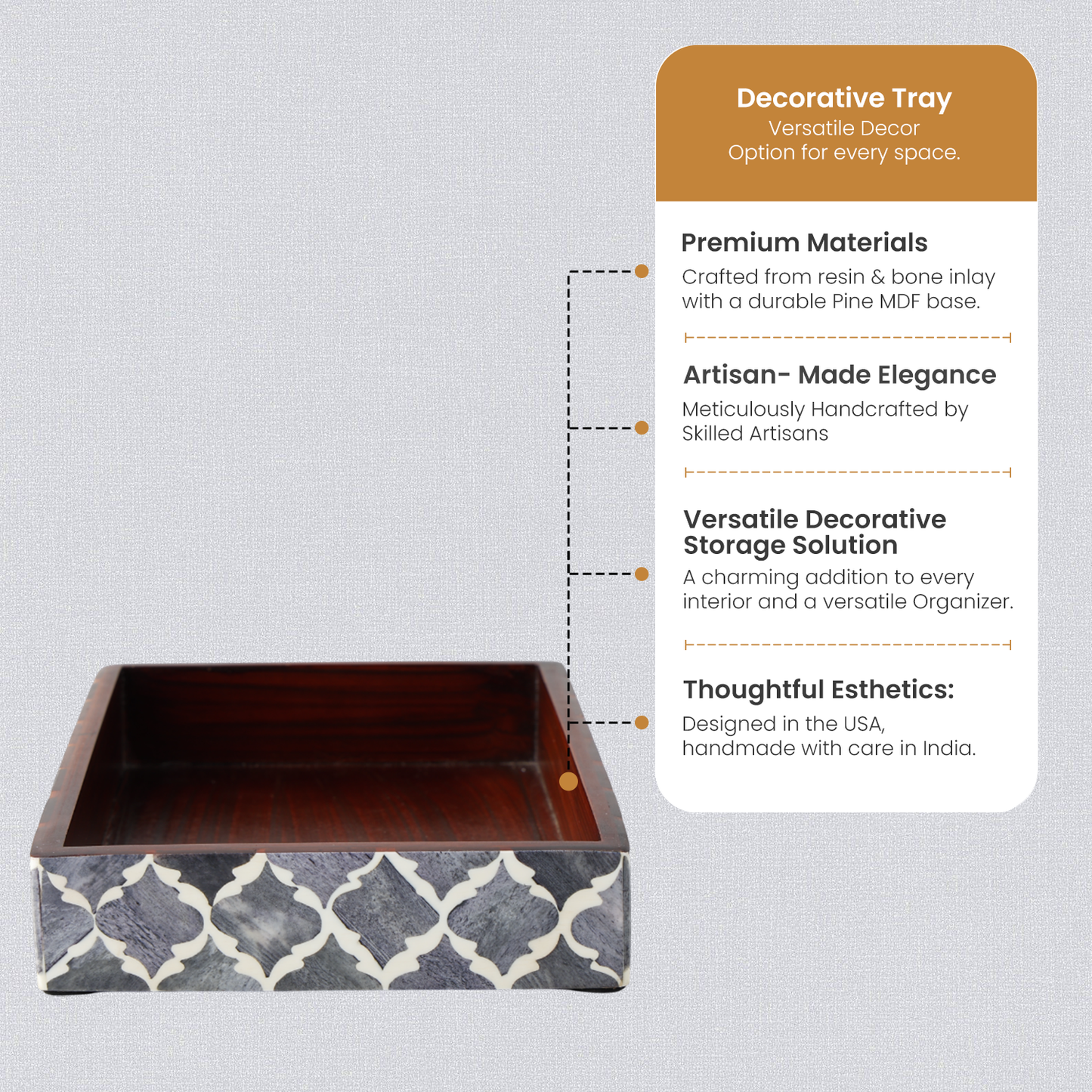 Moroccan Bone Inlay Vanity Decorative Bathroom Tray 10x6